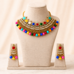 Multicolor Kundan Choker Necklace Set with Earrings