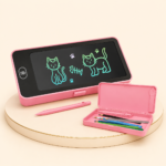 Kids LCD Writing Tablet 8.5 Inch with Stylus & Pencil Case – Reusable Drawing Pad